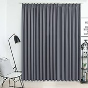 vidaXL Cortina blackout com ganchos 290x245 cm cinzento