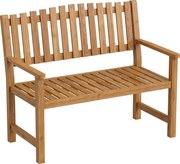 Outsunny Banco de jardim 2 lugares à prova de intempéries Banco de madeira com design de ripas Apoios de braço, banco de madeira até 320 kg 112 x 64 x 92 cm Madeira natural | Aosom Portugal