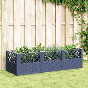 vidaXL Vaso/floreira de jardim c/ estacas 123,5x43,5x43,5 cm PP cinzento azul
