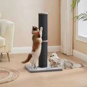 Arranhador para gatos com 85 cm de altura, bola de pelúcia e sino, preto