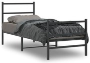 Estrutura de cama com cabeceira e pés 80x200 cm metal preto