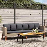 vidaXL Sofá de jardim 3 lugares com almofadões vime PE bege