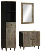 vidaXL 3 pcs conj. móveis p/ casa de banho madeira mangueira maciça