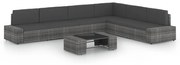 vidaXL 7 pcs conjunto lounge de jardim c/ almofadões vime PE cinzento