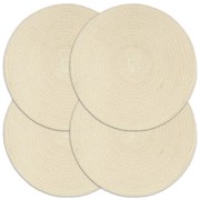 Individuais de mesa 4 pcs em algodão liso 38 cm redondo natural