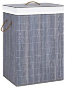 Cesto para roupa suja c/ secção única bambu cinzento