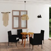 5 pcs conjunto de jantar para jardim preto