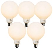 Conjunto de 5 Lâmpada LED regulável E27 opal G125 5W 450lm 2200K