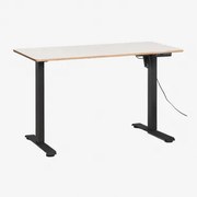 Escrivaninha Elevatória Elétrica Retangular Com Função De Memória Em Madeira E Ferro Serpi Madeira Branca & ↔︎ 120 Cm & Preto - Sklum