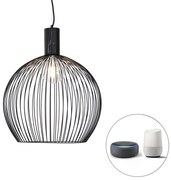 LED Candeeiro de suspensão redondo inteligente preto 50 cm com Wi-Fi G95 - Dos Moderno