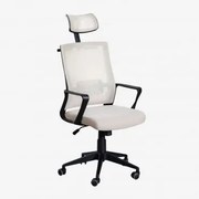 Cadeira De Escritório Com Rodas E Apoio De Cabeça Em Polipropileno Teill Black Cinzento Taupe Claro - Sklum