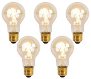 Conjunto de 5 lâmpadas LED filamento espiral E27 A60 Goldline 2W 150lm 2200K