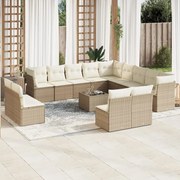 vidaXL 14 pcs conjunto de sofás p/ jardim com almofadões vime PE bege