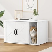 vidaXL Casa para Gatos Branco 85 x 55 x 50 cm Madeira processada