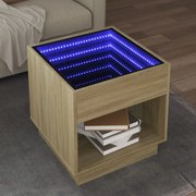 vidaXL Mesa de centro luzes LED Infinity 50x50x50 cm carvalho sonoma