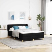 vidaXL Cama Box com colchão com cabeceira Preto 160 x 200 cm tecido