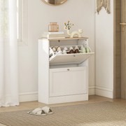 Sapateira Estreita com 2 Portas Sapateira para Entrada com Prateleiras Ajustáveis para 12 Pares de Sapatos 60x24x80 cm Branco