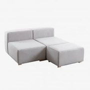 Sofá Modular Chaise Longue De 3 Peças Robert Creme Bege - Sklum