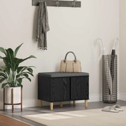 vidaXL Banco de Hall com almofada Carvalho Preto 60 x 38 x 46 cm