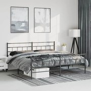 vidaXL Estrutura de cama com cabeceira e pés 193x203 cm metal preto