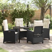 vidaXL Conjunto de Jantar de Jardim com 5 Peças e Almofadas - Preto em Rattan Sintético