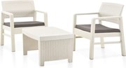 Conjunto lounge para jardim 3 pcs plástico branco