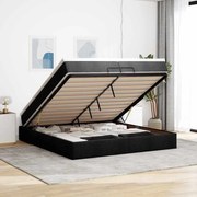 63 / 5,000vidaXL Estrutura de cama otomana com colchões tecido preto