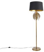 Candeeiro de pé dourado 145 cm com cúpula de algodão preto 50 cm - Botanica