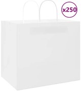 vidaXL Sacos de papel 250 unid com alças branco 32x22x28 cm