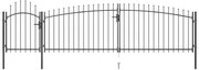Portão p/ cerca de jardim com topo em lanças 5x1,75 m aço preto