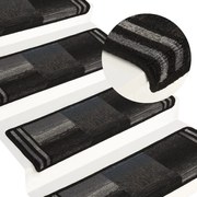 Tapetes de escada autoadesivos 15 pcs 65x21x4 cm preto/cinzento