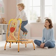 Mini trampolim girafa para crianças com alça acolchoada e capa de segurança em lona sem buracos para uso interno, de 3 a 6 anos Laranja