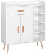 HOMCOM Aparador multiuso para cozinha sala de jantar 80x29,5x96cm branco| Aosom Portugal