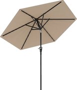 Outsunny Chapéu de Sol Jardim Ø230x216 cm Teto Ajustável Abertura Manual Impermeável Terraço Pátio Piscina Praia Cor Caqui | Aosom Portugal
