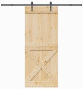 vidaXL Porta de correr com ferragens 95x210 cm madeira de pinho maciça