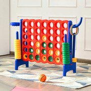 Conjunto Conecta 4 Conjunto Gigante para Crianças e Adultos Conjunto de Parques Infantis e Adultos 74 cm com Cesto e Jogo de Atirar Anel 42 Peças Azul