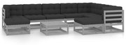 vidaXL 10pcs conjunto lounge de jardim + almofadões pinho maciço cinza