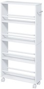 HOMCOM Prateleira Multifuncional com Rodas estilo Estreito 4 Prateleiras 45x15x91 cm Branco | Aosom Portugal