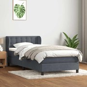 vidaXL Cama com molas/colchão cinza-escuro 80x220 cm veludo