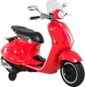 HOMCOM Mota Elétrica Vespa com Faróis Música 2 Rodas Auxiliares para Crianças acima de 3 Anos 108x49x75 cm Vermelha | Aosom Portugal