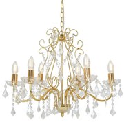 vidaXL Lustre com contas de cristal 6 x E14 redondo dourado