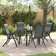 vidaXL Conjunto de Jantar de Jardim - 5 Peças em Rattan Poly Cinza