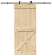 vidaXL Porta de correr c/ ferragens 100x210 cm madeira de pinho maciça