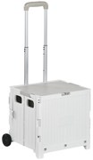 HOMCOM Carrinho de Armazenamento Dobrável Carrinho de Compras com 2 Rodas Capacidade 32L para Casa 41,5x32,5x85 cm Branco