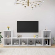 Móveis de TV 4 pcs 72x35x36,5 cm contraplacado branco brilhante