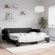 vidaXL Sofá-cama com gavetão e colchões 80x200 cm tecido preto