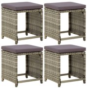 vidaXL Bancos de jardim 4 pcs com almofadões vime PE cinzento