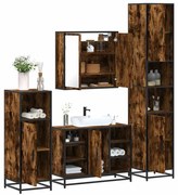 vidaXL 4pcs conjunto de móveis WC derivados de madeira carvalho fumado