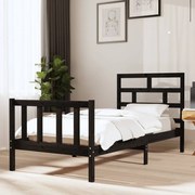 Estrutura cama solteiro 90x190 cm pinho maciço preto