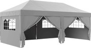 Outsunny Tenda de Jardim Exterior Tenda Dobrável 3x6 m com 6 Painéis Laterais Saco de Transporte Incluído Cinza | Aosom Portugal
